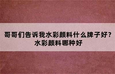 哥哥们告诉我水彩颜料什么牌子好？ 水彩颜料哪种好